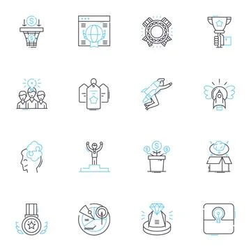 Instructing linear icons set. Guidance, Education, Teaching, Coaching, Advising Illustrazione stock