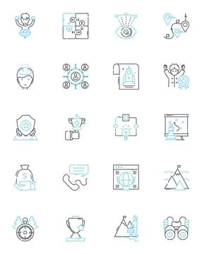 Instructing linear icons set. Guidance, Education, Teaching, Coaching, Advising Stock Illustration