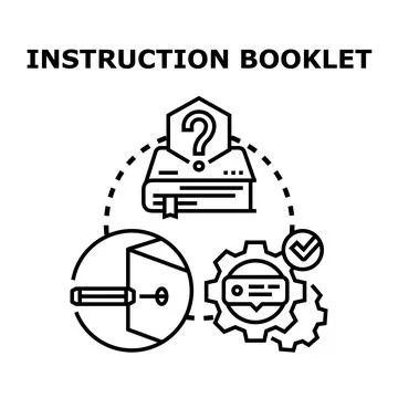 Instruction booklet concept for problem solving and assembly Stockillustratie
