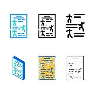 Instruction dancer color icon vector set Stock Illustration