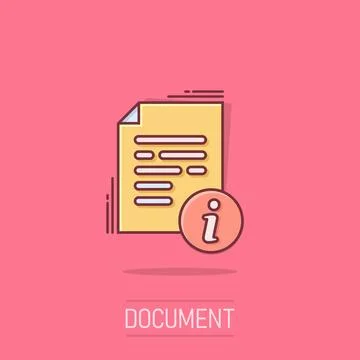 Instruction document icon in comic style. Manual cartoon vector illustratio.. Stock Illustration