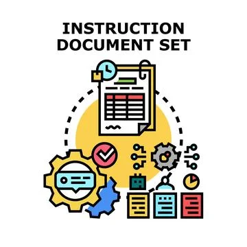 Instruction document set illustrating business process organization Stock Illustration