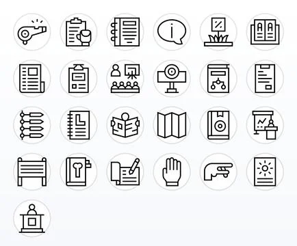Instruction featuring 25 128x128 Vector Icons in Regular Line Design 스톡 일러스트