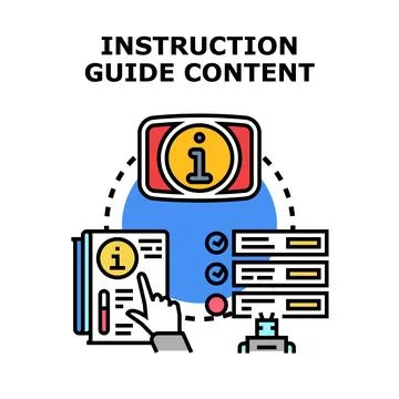 Instruction guide content development process illustration Stock Illustration
