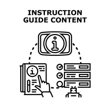 Instruction guide content development process illustration Stock Illustration