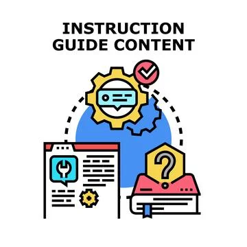 Instruction guide content vector explaining process and problem solving Illustration