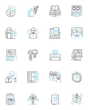 Instruction linear icons set. Guidelines, Directions, Commands, Tutorial Stock Illustration