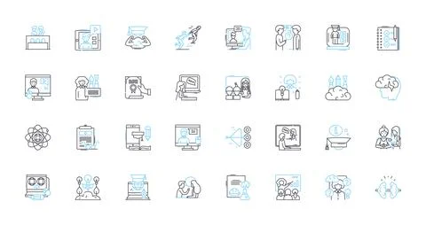 Instruction linear icons set. Guidelines, Directions, Commands, Tutorial Stock Illustration