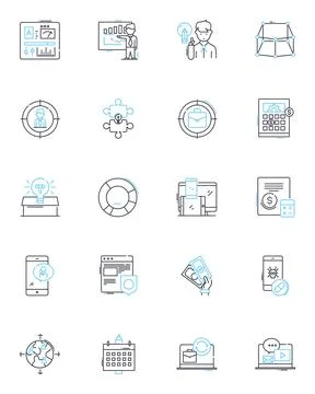 Instruction linear icons set. Teaching, Guide, Training, Education Stock Illustration