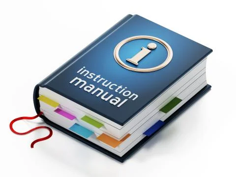 Instruction manual isolated on white background. 3D illustration Illustrazione stock