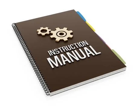Instruction manual isolated on white background. 3D illustration Instructi... Foto stock