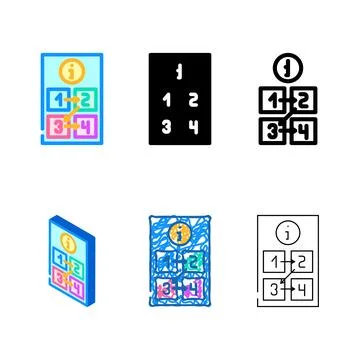Instruction manuals styleset technical writer color icon vector Illustrazione stock