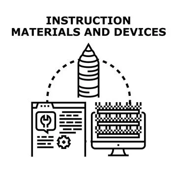 Instruction materials and devices concept illustration Illustrazione stock