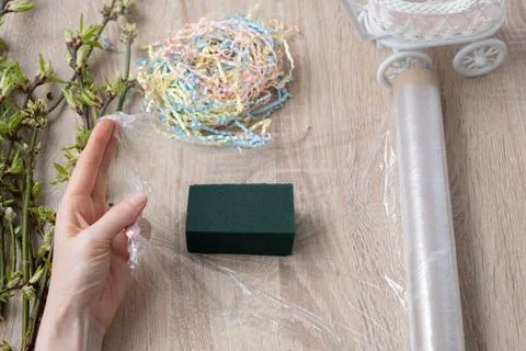 Instruction, step by step. Step 2 of 7. Stylish DIY home decoration. We place a Stock Photos