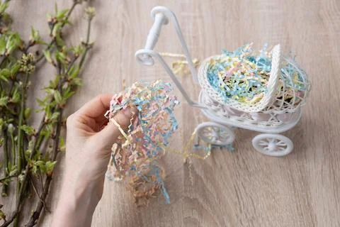 Instruction, step by step. Step 4 of 7. Stylish DIY home decoration. We mask the Stock Photos