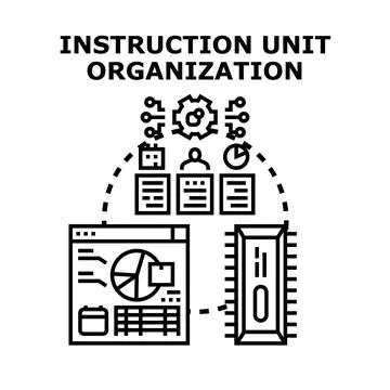 Instruction unit organization working with data processing Ilustración de archivo