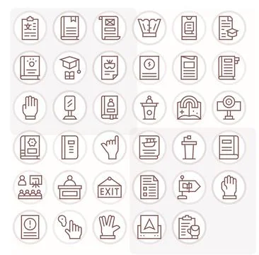 Instruction Vector Icon Collection with 35 Retina Ready Regular Line Designs イラスト素材