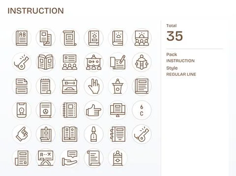 Instruction Vector Icon Repository containing 35 Regular Line High Resoluti.. 스톡 일러스트
