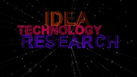 An instructional 3d illustration of such concept words as idea, technology an Stock Illustration