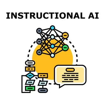 Instructional ai concept with neural network and flowchart イラスト素材
