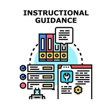 Instructional guidance vector concept helping user learning Stock Illustration