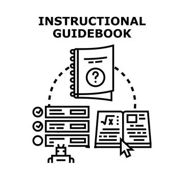 Instructional guidebook concept with learning materials and robot Stock Illustration