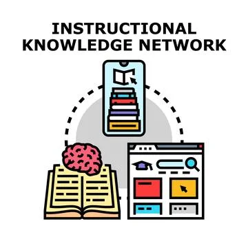 Instructional knowledge network connecting education and digital learning Stock Illustration