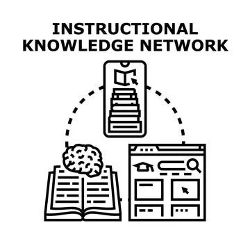 Instructional knowledge network connecting education and digital learning Stock Illustration