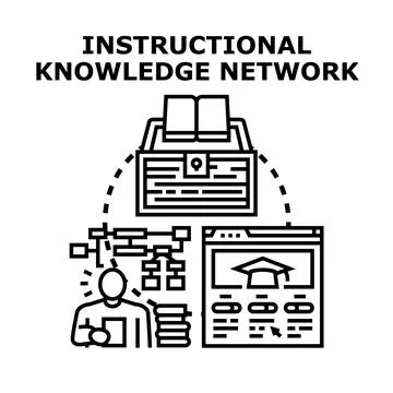 Instructional knowledge network connecting online education and learning 库存插图