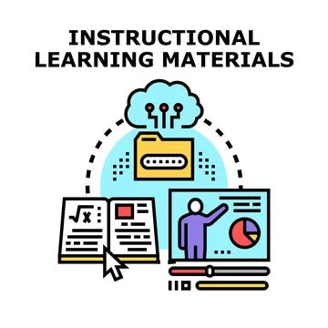 Instructional learning materials concept with online education 库存插图