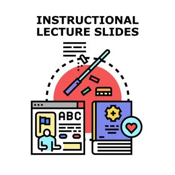 Instructional lecture slides preparing educational materials for online tea.. Illustrazione stock
