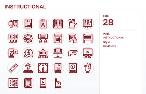 Instructional Modern Vector Collection with 28 Bold Line 64x64 Pixel Optimi.. Stockillustratie