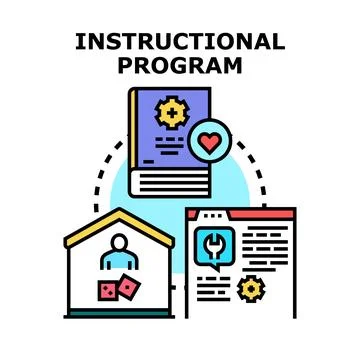 Instructional program concept with education, support, and practical applic.. Illustrazione stock