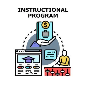 Instructional program concept for online education and training 库存插图