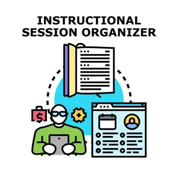 Instructional session organizer creating online content and planning events Stock Illustration