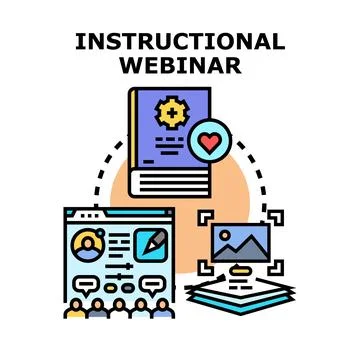 Instructional webinar online learning and education concept 스톡 일러스트