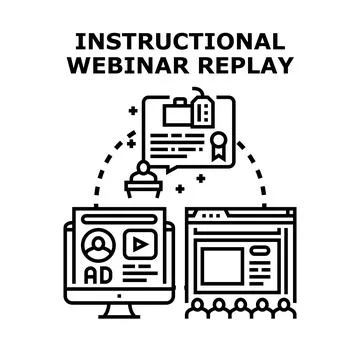 Instructional webinar replay online learning educational concept Stock Illustration