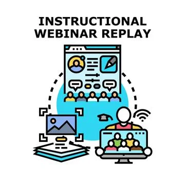 Instructional webinar replay online learning concept Stock Illustration