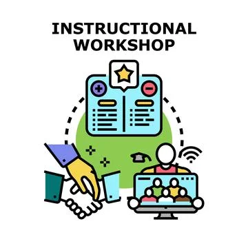 Instructional workshop for online education and collaboration Stock Illustration