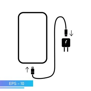 Instructions for charging a smartphone. Connection diagram of the charger to the Stock Illustration