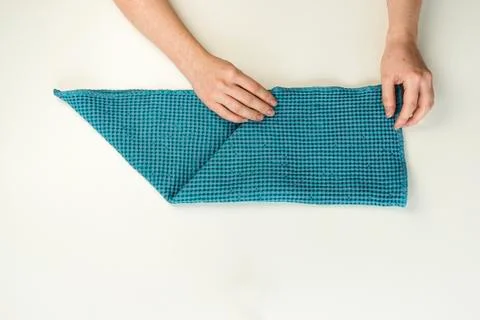 Instructions do it yourself, roll up the towel nicely Stock Photos