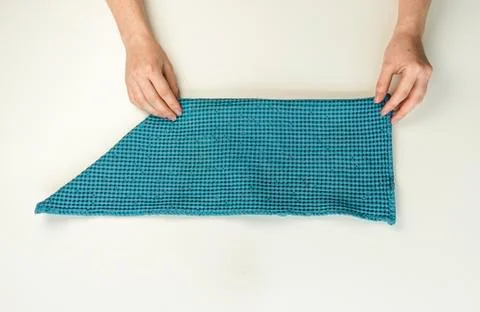 Instructions do it yourself, roll up the towel nicely Stock Photos