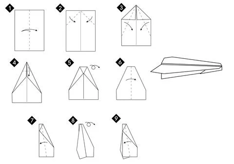 Instructions how to make origami airplane Stock Illustration