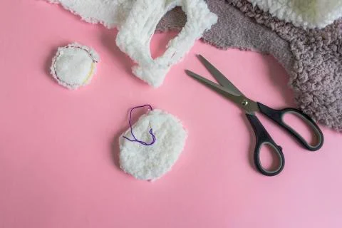 Instructions for step by step creating a diy reusable cotton discs Stock Photos