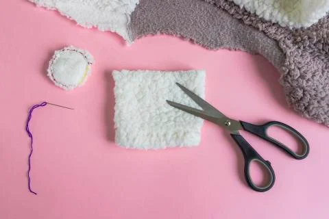 Instructions for step by step creating a diy reusable cotton discs Stock Photos