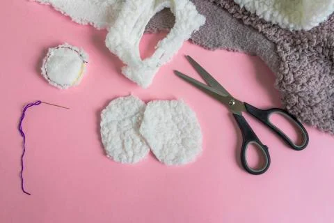 Instructions for step by step creating a diy reusable cotton discs Stock Photos