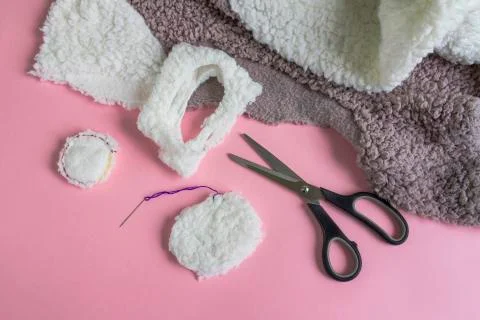 Instructions for step by step creating a diy reusable cotton discs Stock Photos