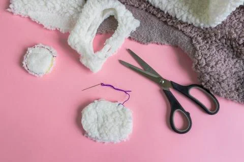 Instructions for step by step creating a diy reusable cotton discs Stock Photos