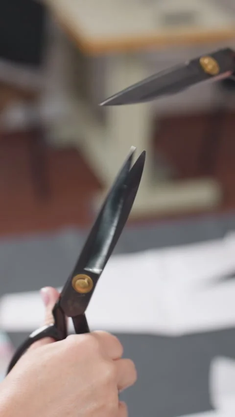Instructor and apprentice share technique, Two individuals refining scissor Video stock 326922998