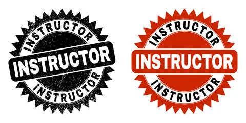 INSTRUCTOR Black Rosette Stamp with Grunged Texture Illustrazione stock